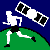 An athlete uses the GPS satellite signal and RNS:: Calorie GPS to control his caloric consumption.