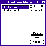 Load ringtones from Memo Pad / Memos