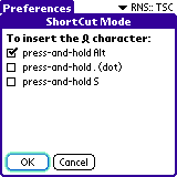 RNS:: TopShortCuts - the configuration screen
