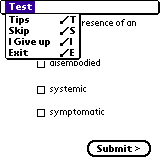 Definitions test menu.