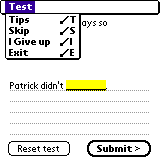 Finish sentence test menu.