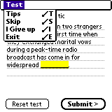 Word formation test menu.