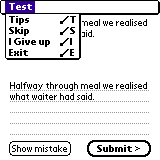 Find mistakes test menu.