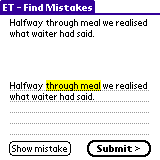 'Show mistake' option in action.