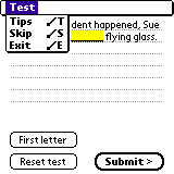 One word fill-in test menu.