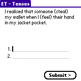 Main Tenses test window.