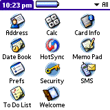 Ikony podstawowych aplikacji systemu Palm OS.