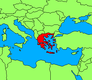 Map showing the location of Greece