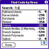Find Code by Area